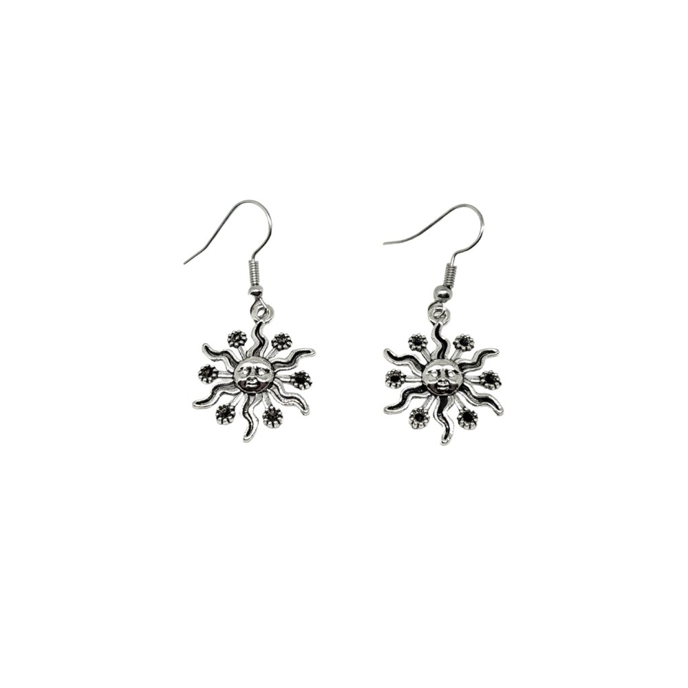 Silver Sunburst Earrings